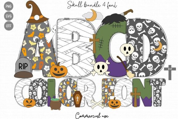 Skull Bundle: A Whimsical Typography Asset for Seasonal Design